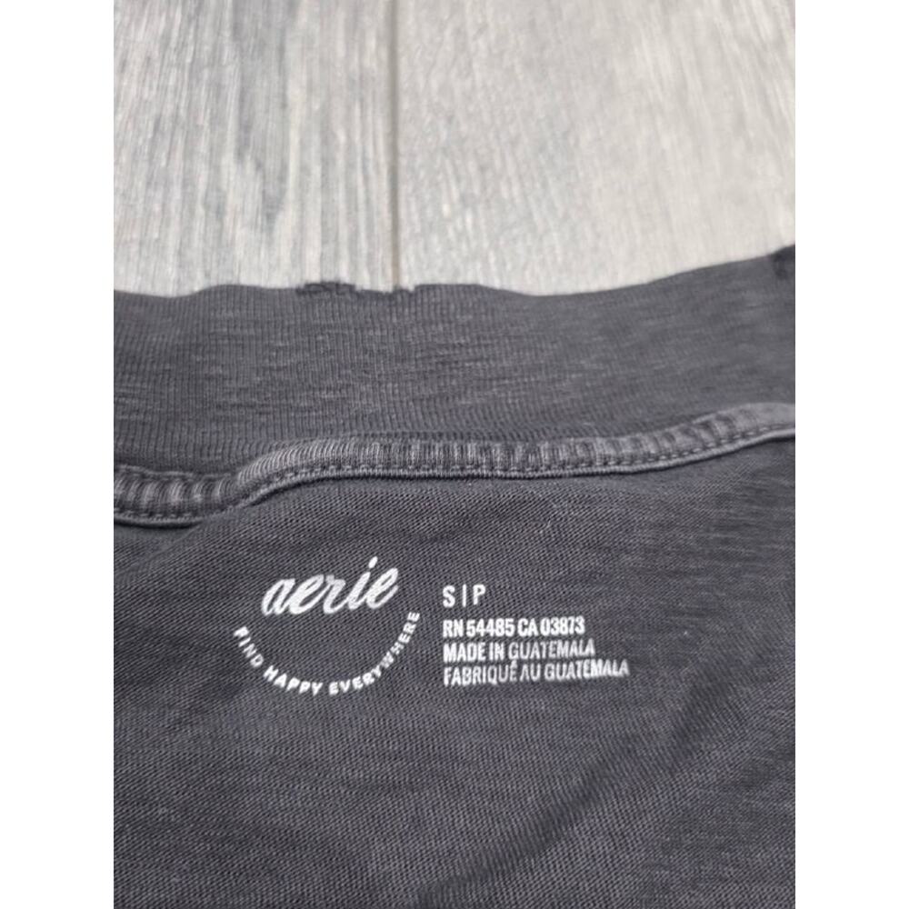 Aerie Extreme V-Neck Y2K Oversized Boyfriend T-Shirt Black Small A004634 - Picture 6 of 11